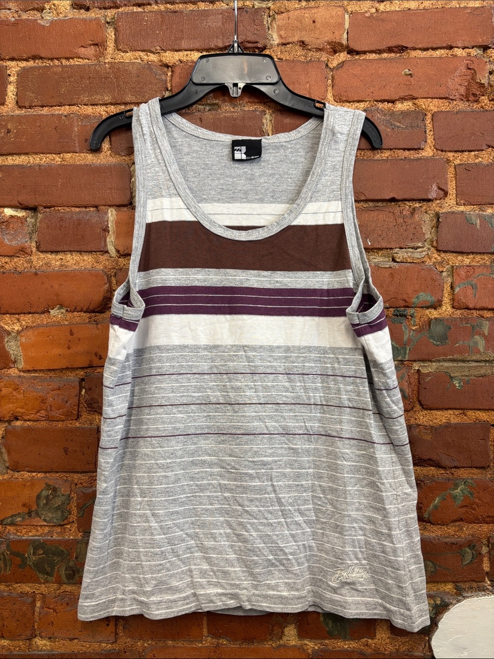 Billabong Grey Purple White‎ Striped Tank Size Medium